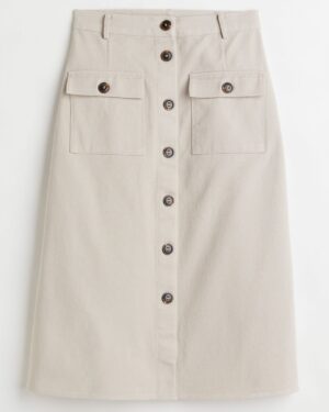 Calf-length twill skirt