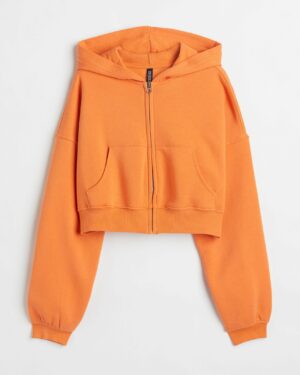 Cropped zip-through hoodie